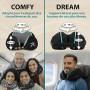 FLOWZOOM Comfy Oreiller de Voyage en Mousse à Mémoire de Forme pour Avion et Voiture – Coussin pour Avion Réglable, Soutien à 36