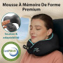 FLOWZOOM Comfy Oreiller de Voyage en Mousse à Mémoire de Forme pour Avion et Voiture – Coussin pour Avion Réglable, Soutien à 36