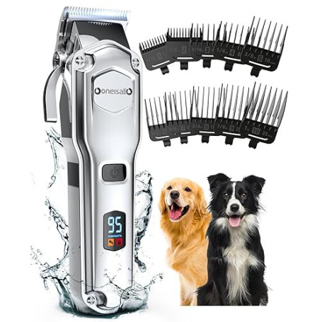Oneisall Tondeuse à poils pour chiens de haute qualité, tondeuse sans fil entièrement étanche IPX7, adaptée aux poils longs et é