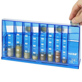 HMF Compteur de pièces avec tri Automatique pour Le Rangement de la Monnaie, trieur de pièces Transparent avec échelle de Valeur