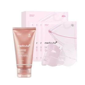 medicube Duo Glass Glow Quotidien: Masque de Nuit Wrapping au Collagène 75ml & Masque Gel Collagène Rose PDRN de Saumon (Lot de 