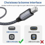 RAVIAD Câble Imprimante [2M] Cable USB 2.0 type B Câble USB A vers USB B | Nylon Tressé Cable Imprimante USB Compatible avec HP