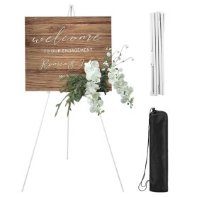 Chevalet de Peinture Mariage Support Métal Réglable et Pliable 160cm | Portable pour Affiches et Peinture (Blanc)