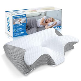 HOMCA Oreiller Ergonomique Cervical à Mémoire de Forme, Gris, 60x40x12/14cm | 2 en 1 Oreiller pour la Nuque, Coussin pour Dormir