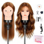 TopDirect 23.5" Maquillage Tête à coiffer 80% Cheveux Naturel Vrai Cheveux Humains Make-up Mannequin Tête Formation Coiffure ave