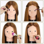TopDirect 23.5" Maquillage Tête à coiffer 80% Cheveux Naturel Vrai Cheveux Humains Make-up Mannequin Tête Formation Coiffure ave