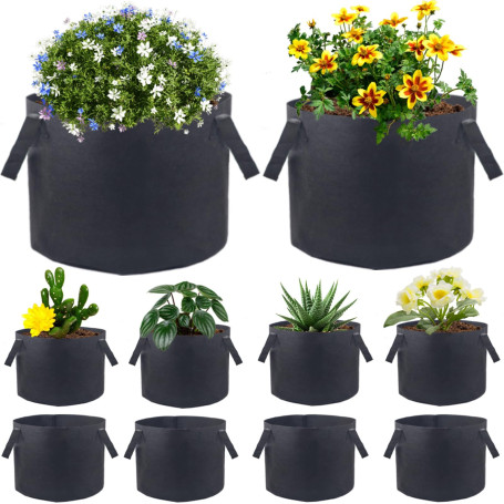 Lot de 10 sacs de plantation de 10 gallons pour légumes, sacs de plantation pour le jardin, pots de plantes épais et respirants 