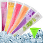 Lot de 100 sacs à glace jetables avec entonnoir, sacs sans BPA, sachets à sucettes glacées pour fabrication de glaces à la maiso