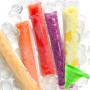 Lot de 100 sacs à glace jetables avec entonnoir, sacs sans BPA, sachets à sucettes glacées pour fabrication de glaces à la maiso
