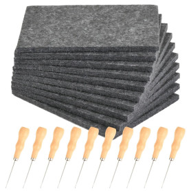 FOCCTS 10 Kit Poinçon pour Enfant et Adultes –10 Aiguilles à Piquer et 10 Tapis feutrés-Développe la Concentration et la créativ