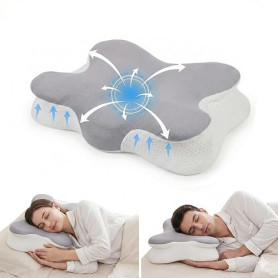 TOREOKO Oreiller Ergonomique Cervical, Coussin Mémoire de Forme pour Nuque et Épaules, 2 Hauteurs Réglables, Oreiller Papillon p