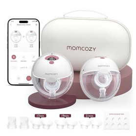 Momcozy M5-Smart Tire Lait Electrique Main Libre avec App, Rouge, 2 Pièces | Tire-lait Double Portable, 3 Modes et 9 Niveaux, Su