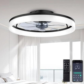 DWDVBL 50cm Ventilateur de Plafond Silencieux avec Lumiere et Telecommande 6 Vitesses et vent Réversible Dimmable LED Ventilateu