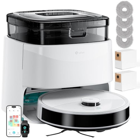 Lefant M3 Robot Aspirateur Laveur 12 000 Pa, Station Multifonctionnelle, Double Serpillière Rotative 200 TR/Min, Navigation dToF