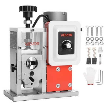 VEVOR Dénudeur Câble Électrique, 1,5-40 mm, Machine à Dénuder Automatique, 400 W, Dénudeuse de Fils avec Lames Trempées 64Mn, Ro