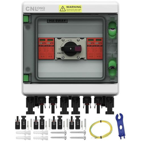 CNLonQcom Boîtes de Protection contre la foudre DC1000V 32 Amps 2 Entrées 2 Sorties Isolateur Disjoncteur et Parafoudre, IP65 Bo