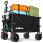 SLIDBEAT XXL Chariot de Plage 220-330L, Chariot de Transport Pliable avec Roues Large 18cm, Chariot de Jardin à Poignée à Rebond