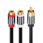 deleyCON 0,20m Câble Audio AUX RCA en Y - Câble Répartiteur pour Caisson de Basses - 1x Fiche vers 2x Prises RCA - Contacts Plaq