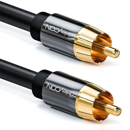 deleyCON 3,0m Câble Subwoofer - Cinch RCA Coaxial Numérique - Fiches Dorées - Liaison Audio - Subwoofer AV Receiver Amplificateu