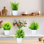 Purpledi 6 Pièces Mini Plantes Artificielles Verdure Plastique Faux Plantes avec Pot, Fausse Plante Interieur, Plante Artificiel