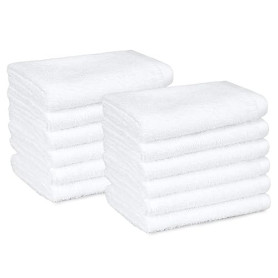 Amazon Basics Lot de 12 Gants de Toilette - 100% Coton, Séchage Rapide, Très Absorbants - Pour Usage Quotidien - 30 x 30 cm, Bla