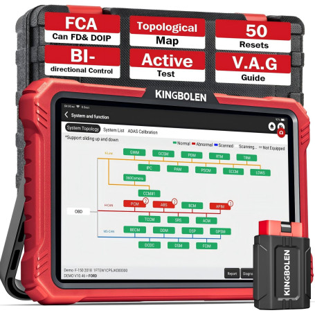 KINGBOLEN Valise Diagnostic Auto K10 Pro, OBD2 Diagnostic français pour système Complet avec 50+ Réinitialisations, Codes ECU, C