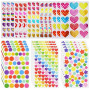 OSDUE 27 Feuilles Gommettes Autocollantes, 1814 Stickers Autocollants pour Enfants, Coeurs Étoiles Pois Autocollants Colorés, po