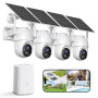BOOPEX 2K Camera Surveillance WiFi Exterieure sans Fil Solaire à Batterie, 4 Cam-Kit avec Base, Zéro Frais, Stockage Local 32Go,