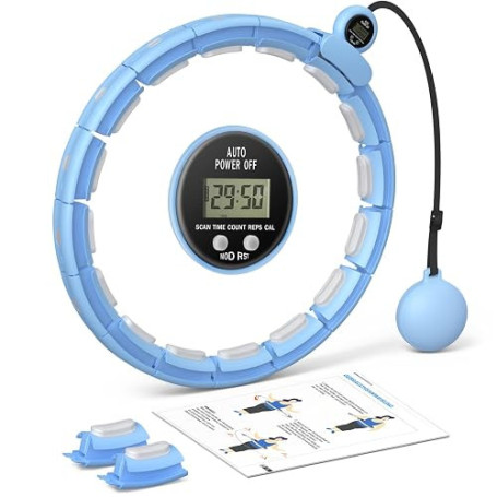 MERACH Hula Hoop pour Adultes avec Compteur de Calories, Hula Hoop Fitness Silencieux, Démontable, pour Tour de Taille 84-144 cm