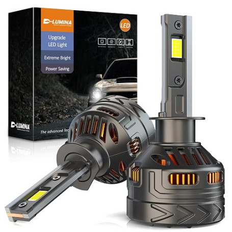 D-Lumina Ampoule H1 LED, 180W 40000LM 6500K Blanc Froid 800% Luminosité Super Lumineux Xenon H1 LED Anti Erreur Voiture Kit de C