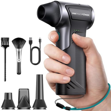 VANTRUE POWER T150 Mini Souffleur Air Comprimé 110000 tr/min sans Fil Puissant, Dépoussiéreur Électrique à 3 Vitesses Réglables