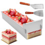 Yuragim Cadre Patisserie Rectangulaire, Tiramisu Moule à Gâteau Rectangulaire en alliage d'aluminium avec 2 spatules, Moule a ca