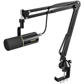 TONOR Micro Cardioïde Dynamique USB/XLR avec Bras de Support pour PC, Micro PC Gamer, Microphone de Studio pour Podcasting, Gami