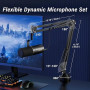 TONOR Micro Cardioïde Dynamique USB/XLR avec Bras de Support pour PC, Micro PC Gamer, Microphone de Studio pour Podcasting, Gami