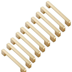 MARGUERAS Lot de 10 poignées de placard en or 128 mm - Poignées dorées pour meubles de cuisine