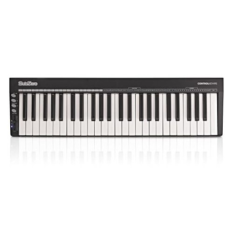 SubZero ControlKey49S Clavier Contrôleur MIDI Slim à 49 Touches | 49 touches sensibles au toucher, design mince et portable, con