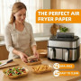 Papier Cuisson Air Fryer pour Philips Dual Airfryer Série 3000/5000 NA350 NA352 NA550 9L(6L/3L) Moulinex 8,3L(5,2L/3,1L), HONYAO