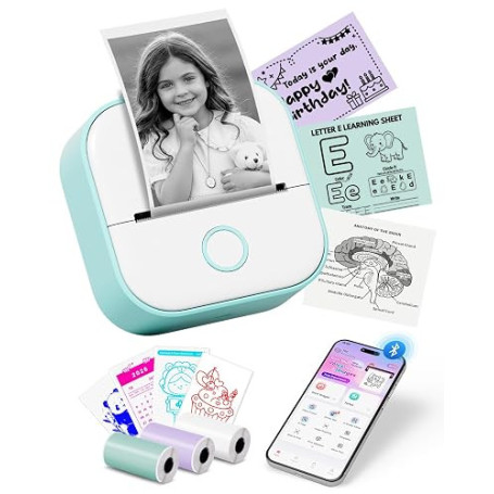 Mini Imprimante Thermique Portable, Mini Imprimante Etiquette Autocollante | T02 Imprimante Photo, Bluetooth Mini Sticker Printe