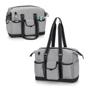 Damero Sac de Travail d'Infirmière, Gris | Fourre-tout Utilitaire pour Ordinateur Portable d'Infirmière pour les Visites à Domic