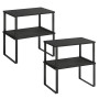 SONGMICS Étagère de Cuisine, Lot de 4, Organisateur, Porte-épices | Empilable, extensible, en Métal, Bois d’Ingénierie, Noir d'E