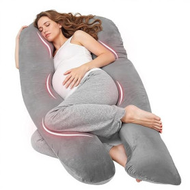 Nuliie Coussin de Grossesse pour Dormir, Oreiller de Corps Complet en Forme de U, Soutien pour Le Dos, Les Hanches et Les Jambes