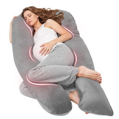 Nuliie Coussin de Grossesse pour Dormir, Oreiller de Corps Complet en Forme de U, Soutien pour Le Dos, Les Hanches et Les Jambes