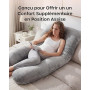 Nuliie Coussin de Grossesse pour Dormir, Oreiller de Corps Complet en Forme de U, Soutien pour Le Dos, Les Hanches et Les Jambes