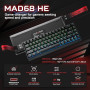 YUNZII MAD68 HE Clavier Gamer Filaire 8000Hz (Noir, Magnetic Amber Pro) | Rapid Trigger, Switch Magnétiques à Effet Hall, RGB, 6
