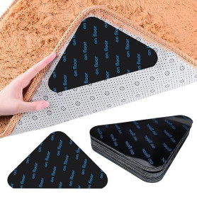 WeddHuis Grips pour Tapis, 8 Pièces Réutilisable et Lavable, Autocollants Antidérapants, Tapis Anti Glisse et Parquet Antidérapa