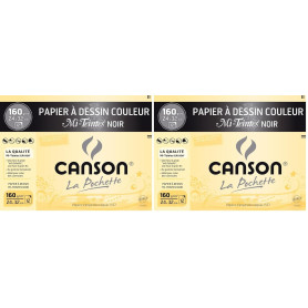 CANSON Mi-Teintes - Pochette 12 feuilles de papier dessin noir 24x32-160g/m²