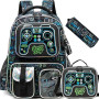 HTgroce Cartable Garçon Primaire Sac à Dos Garçon Sac à Dos Scolaire avec Sac à Lunch Trousse pour Enfants CM1