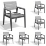 Devoko Chaises de Jardin Lot de 6, HDPS Chaises d'Extérieur en Aluminium Résistantes Imperméables avec Finition à Veine de Bois,