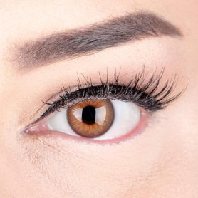 Glamlens lentilles de couleur marron naturelles colorées très haute opacité Elly Hazel + étuis à lentilles de contact I 1 paire