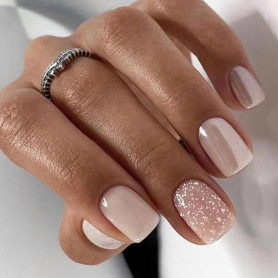 24 Pièces Faux Ongles Court Carrés Français Nude Ongles à Coller Naturel Acrylique Bâton sur Les Ongles avec Autocollants Adhesi